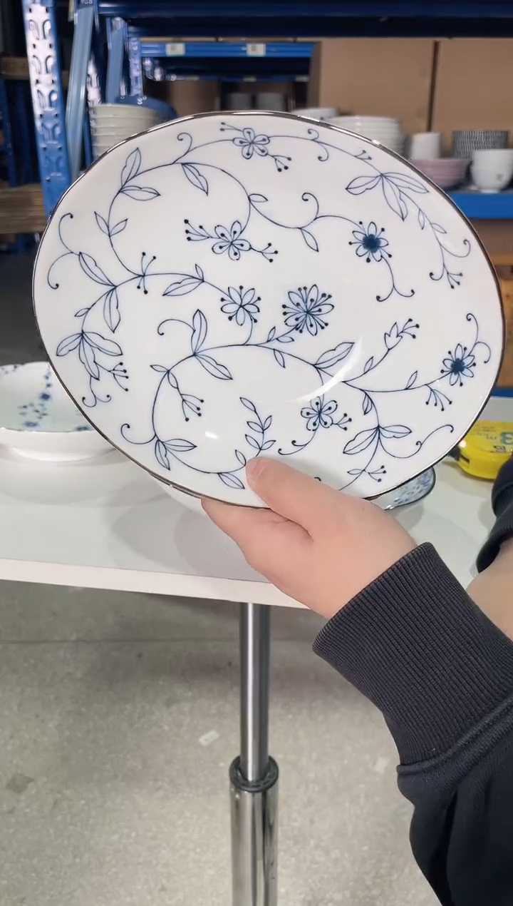 陶瓷线唐草【1只】椭圆中盘19.5CM