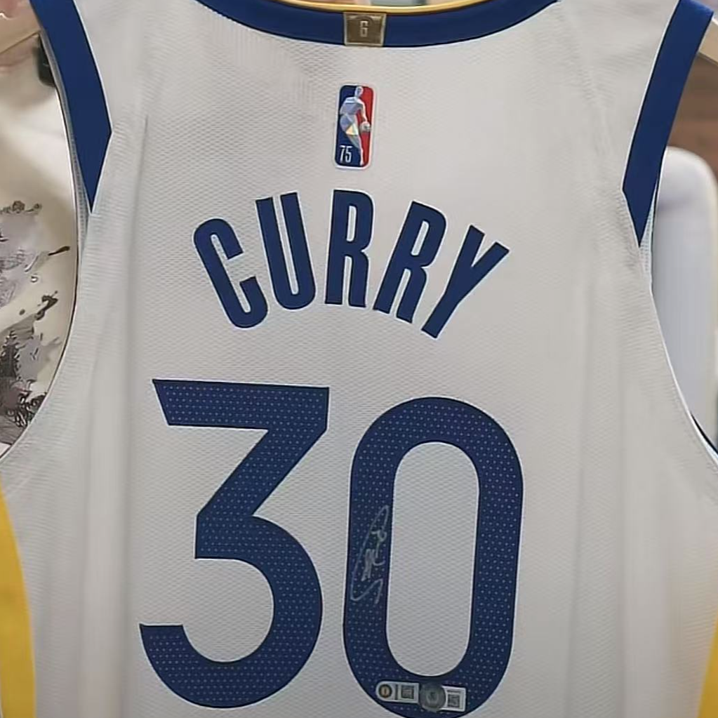 库里亲签勇士主场白AU装裱收藏【铭人堂亲签球衣清清直播专属链接】