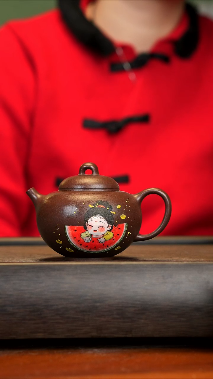 【闪购商品】紫砂茶壶天青泥云柱小唐人