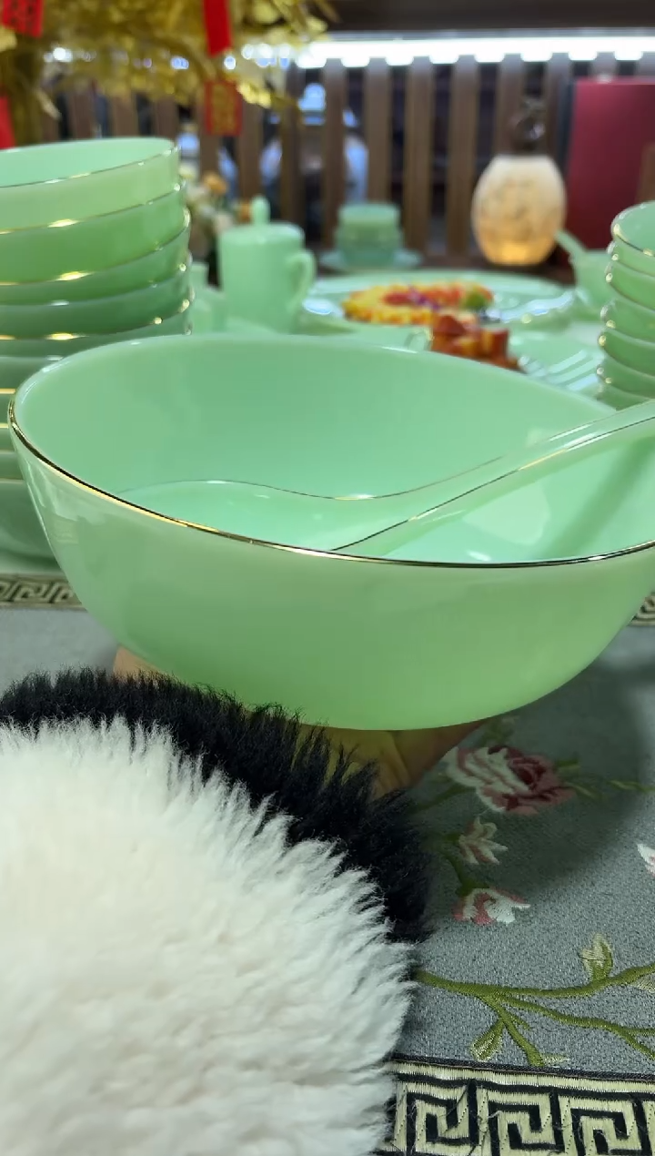 玉瓷汤碗1个汤勺1个景德镇陶瓷    