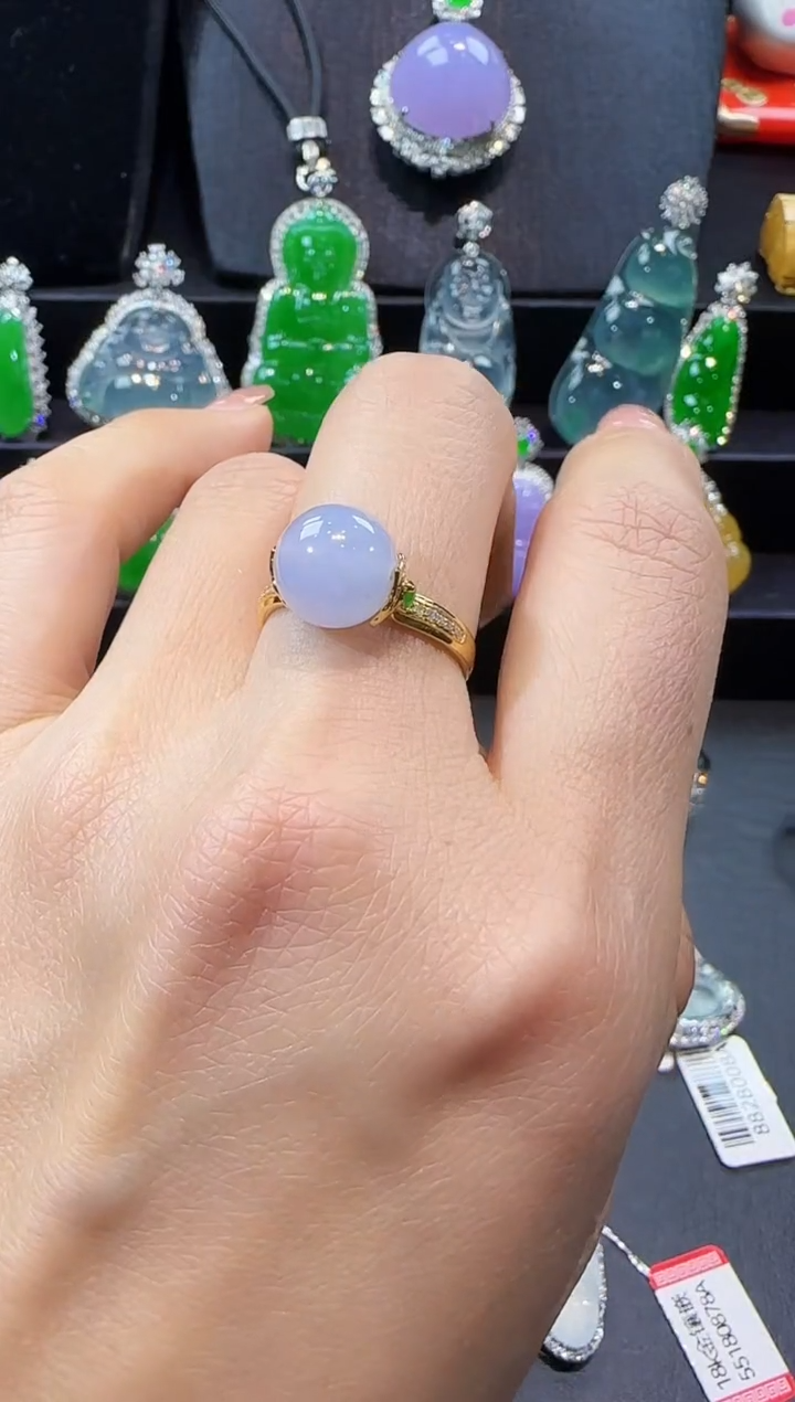 【闪购商品】翡翠戒指18K金镶嵌戒指