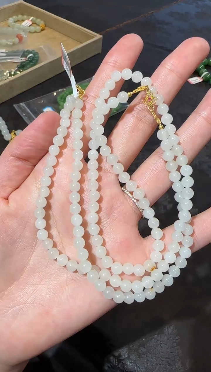 【闪购商品】和田玉手串18K金镶嵌1