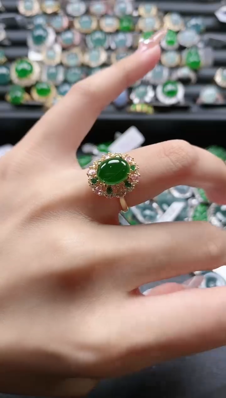 【闪购商品】翡翠戒指银S925镶嵌51511