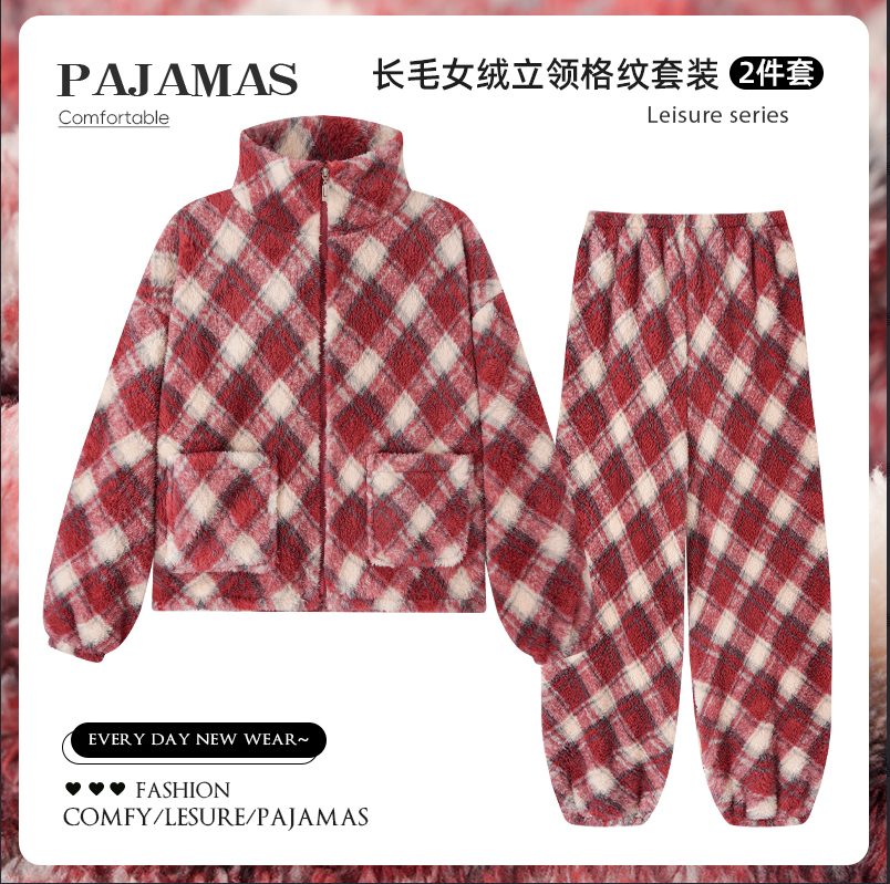 7号冬季雪花绒睡衣女爆款新款保暖家居服加绒加厚套装