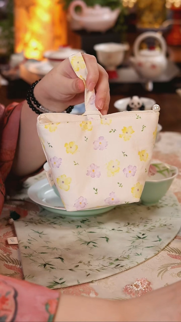 亚麻收纳袋 殇花
