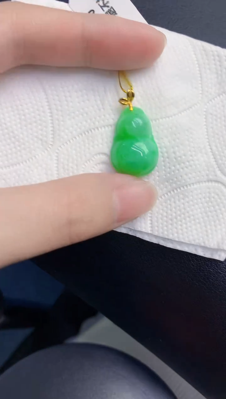 颈饰18K金镶嵌翡翠天然翡翠缅甸A货