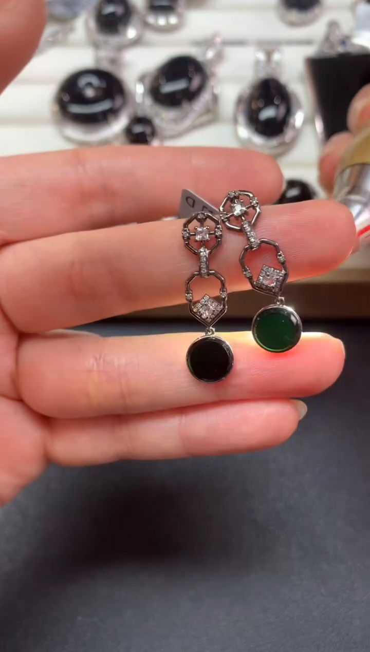 【闪购商品】翡翠耳饰18K金镶嵌Z490|6800