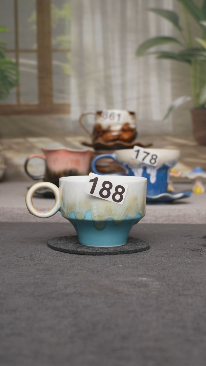 杯子瓷188景德镇手工手创杯子 带冰裂纹