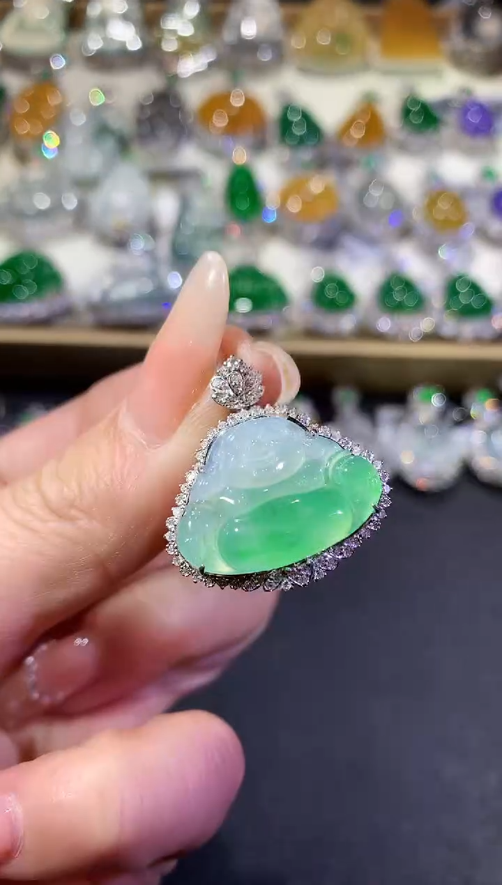 【闪购商品】翡翠吊坠(不含链)18K金镶嵌45-佛公