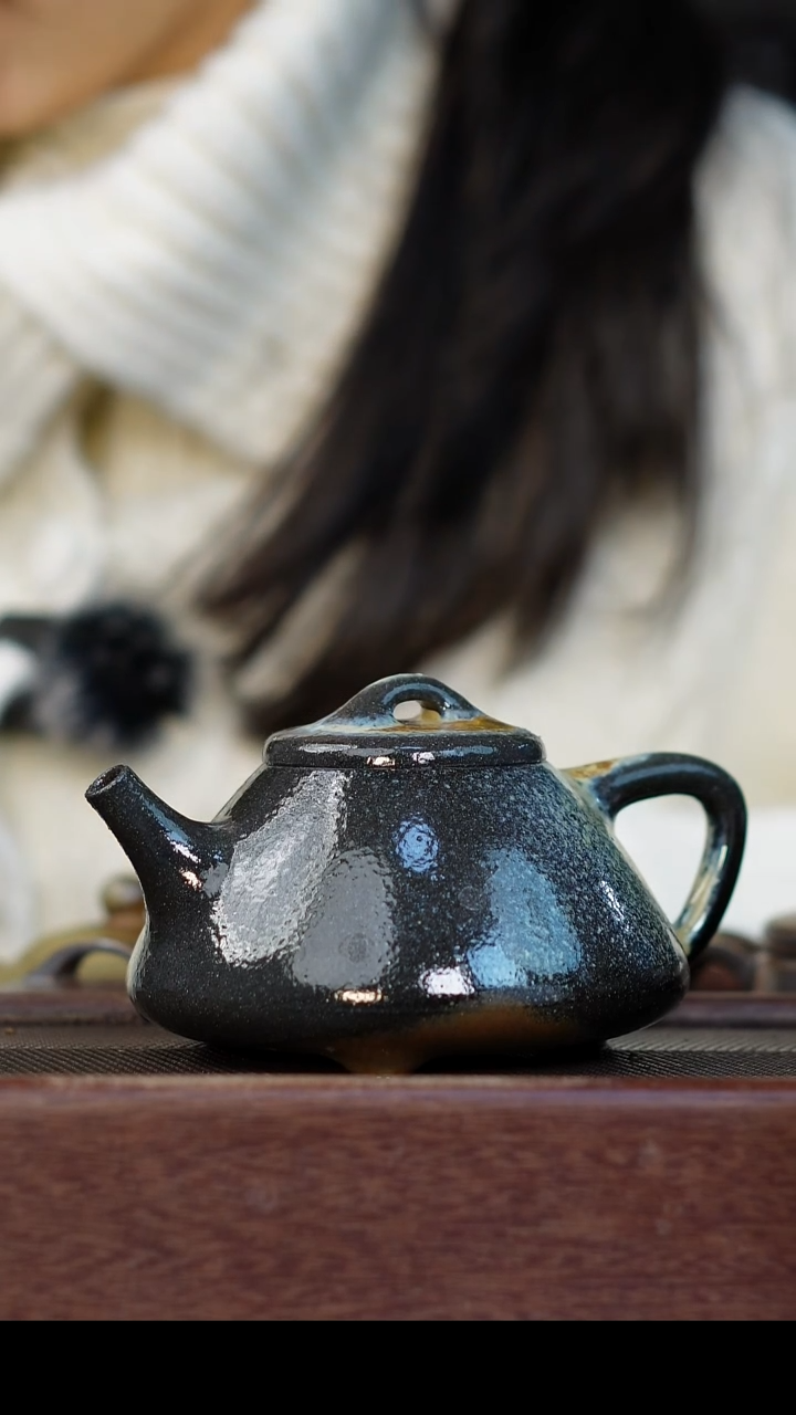 茶壶紫砂柴烧紫砂 子冶石瓢350cc