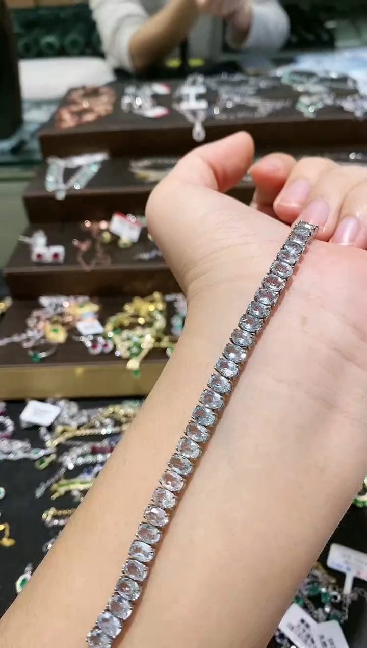 【闪购商品】海蓝宝石手链银S925镶嵌手链