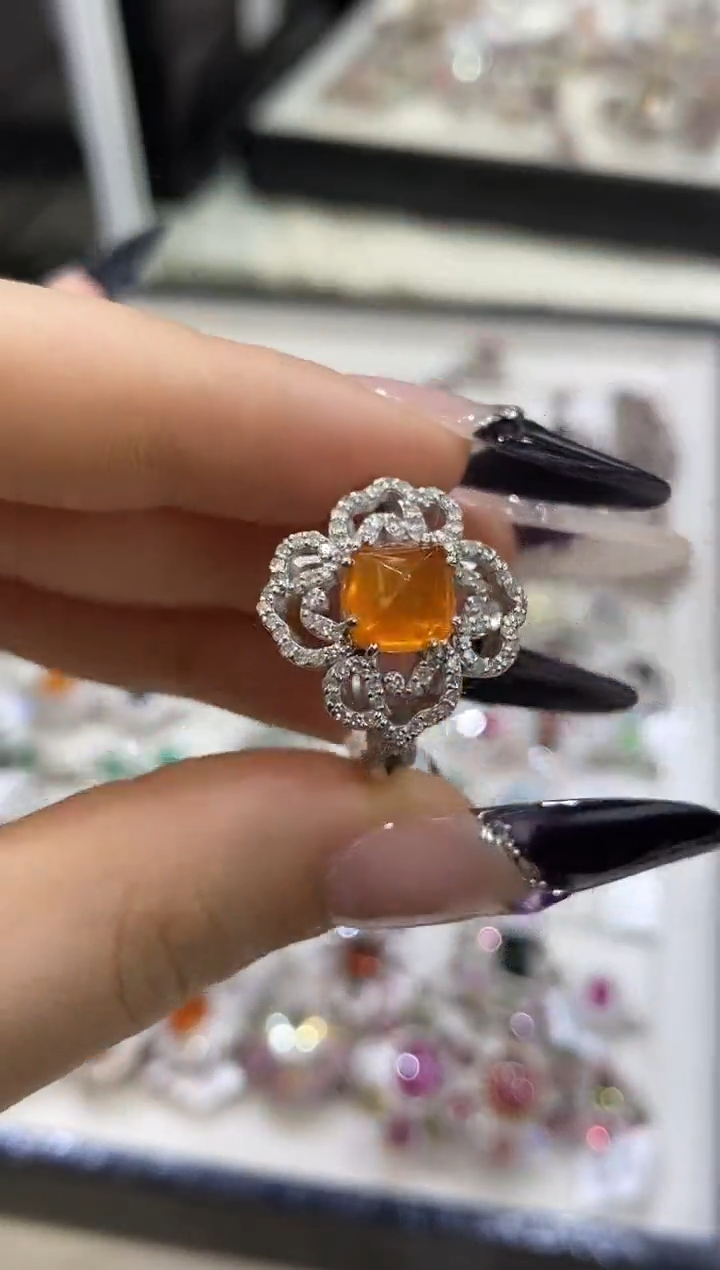 银S925镶嵌戒指定制石榴石楚楚珠宝中古甄选不退换