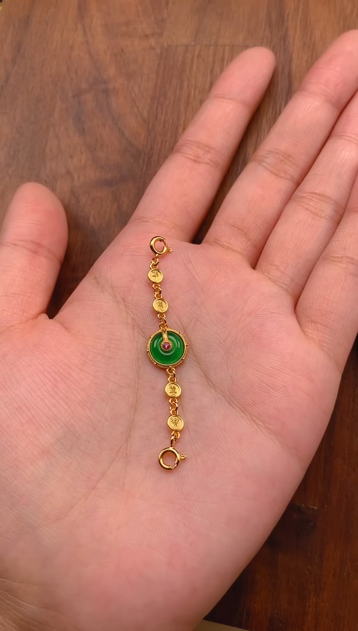 【闪购商品】翡翠吊坠(不含链)银S925镶嵌平安扣延长链