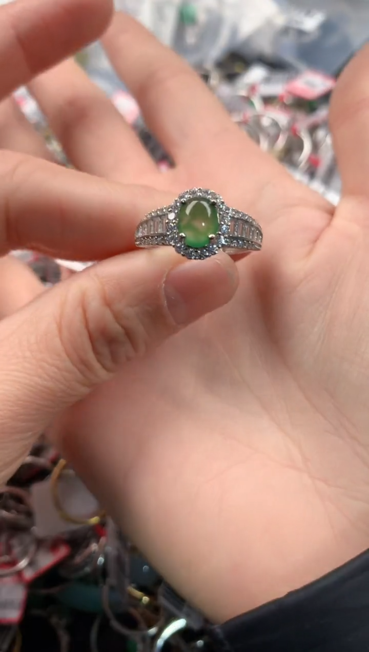 银S925镶嵌戒指翡翠222    3