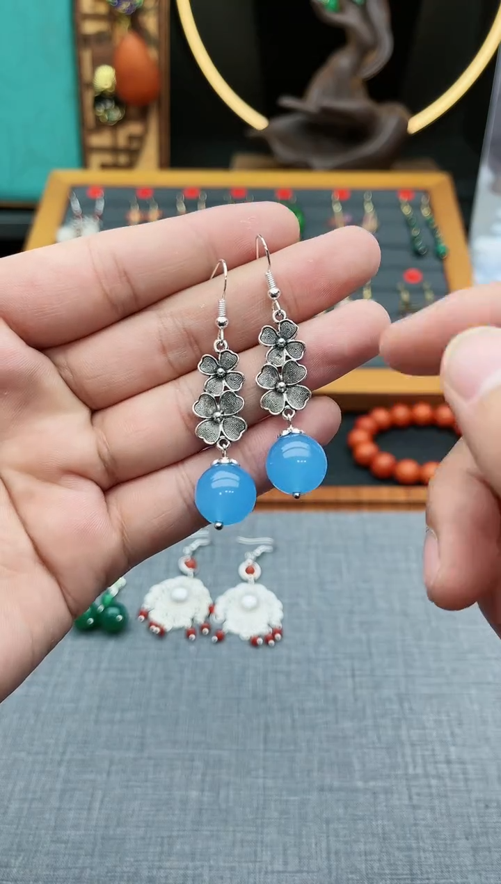 【闪购商品】玛瑙/玉髓耳钉银S925镶嵌712000