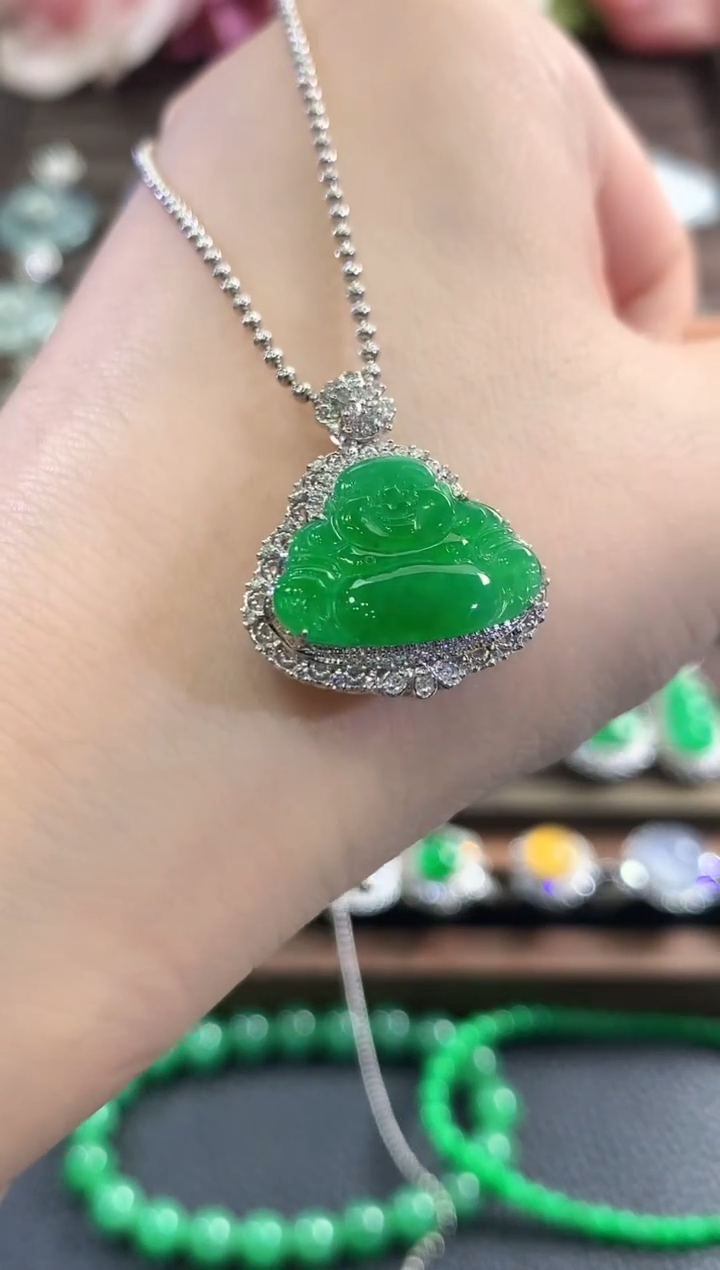 吊坠(不含链)18K金镶嵌翡翠d50