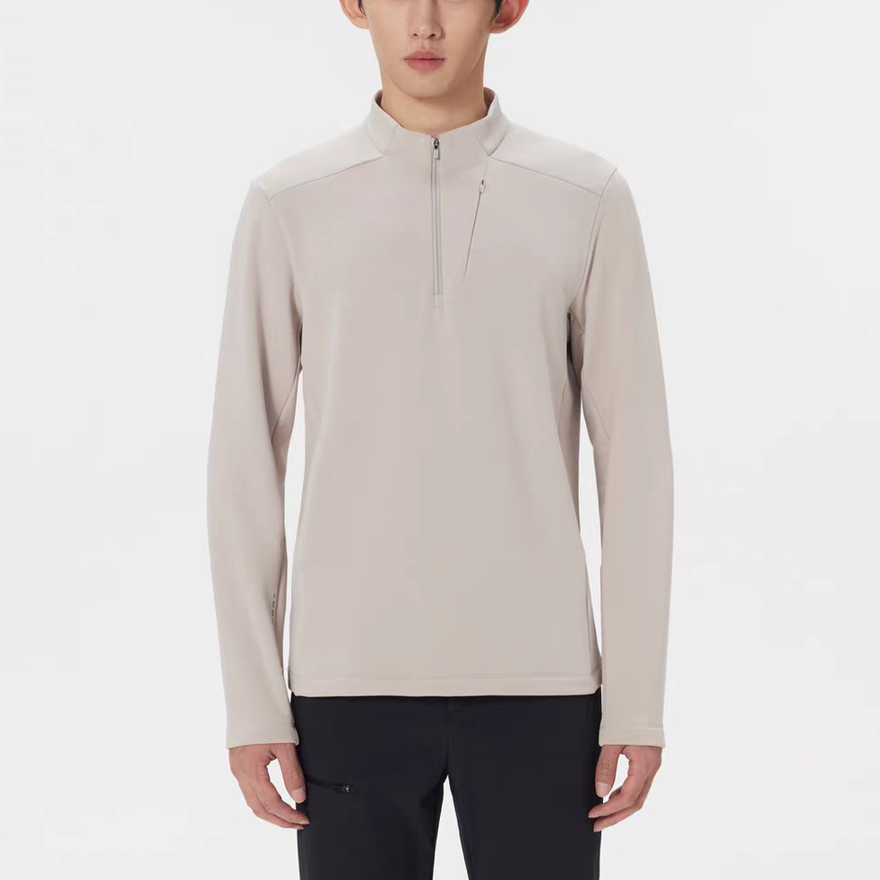 SC25969秋冬舒适莱赛尔磨绒保暖打底半拉链高弹吸汗透湿长袖T恤