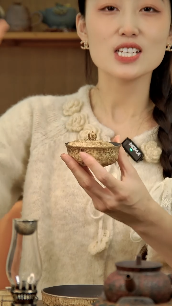 言野手作 粉引仿古三足盖碗