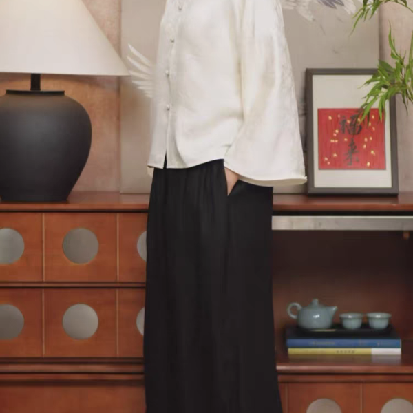 千帆旗袍 四经绞罗阔腿裙裤 百搭透气