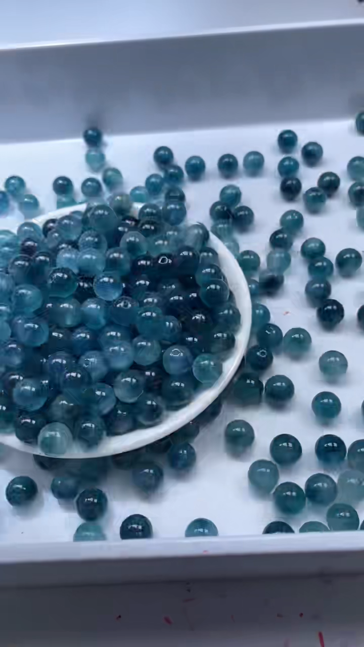 颈饰未镶嵌石英岩玉W834-老蓝水飘花10mm*10颗