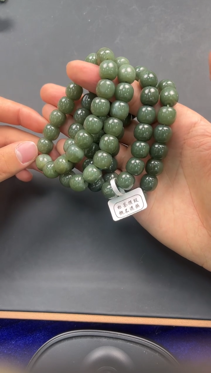 未镶嵌手串和田玉若羌青黄口老型珠手串卡12微色差 多样性发其一