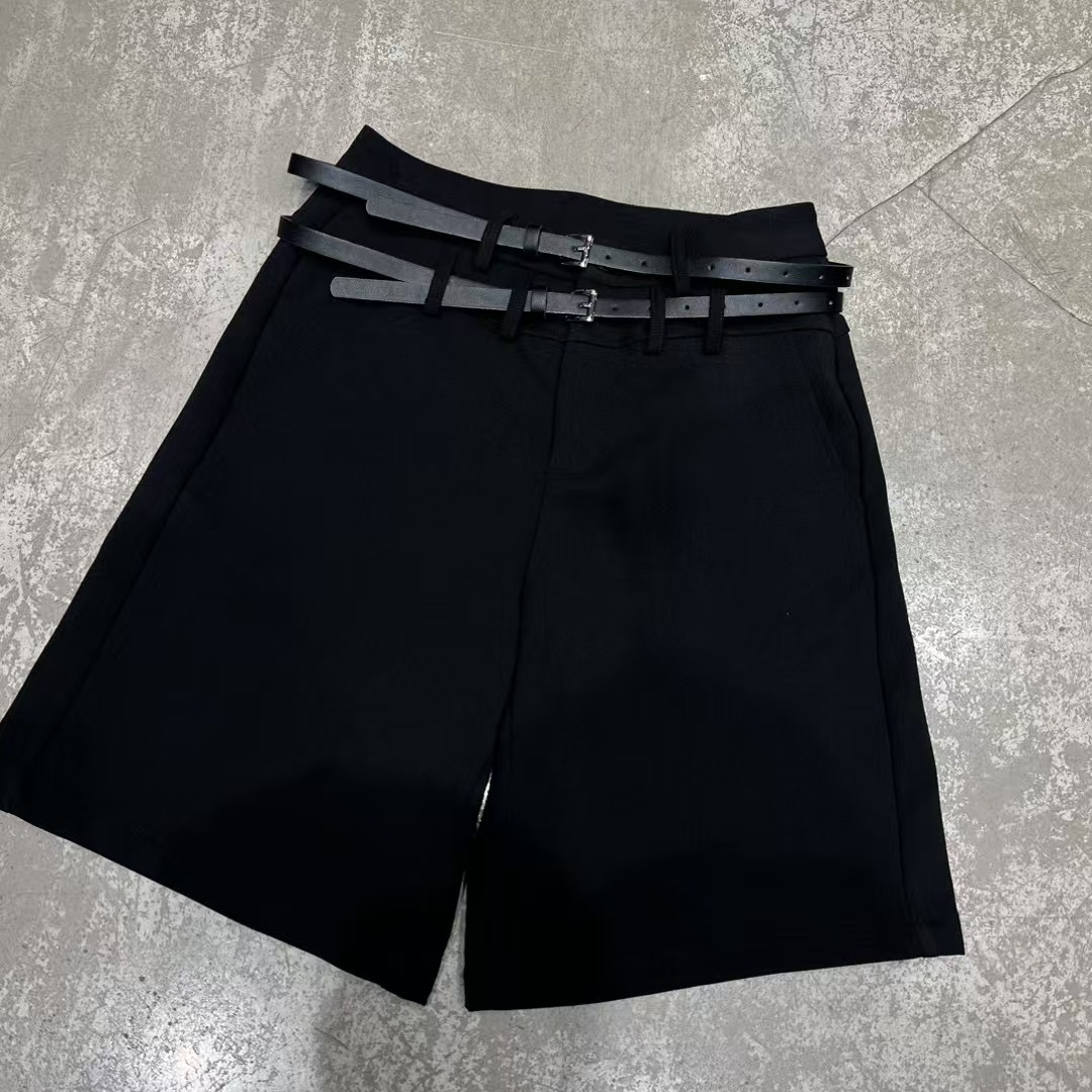 DA-J夏季新款双腰带小心设计感简约5分裤中裤