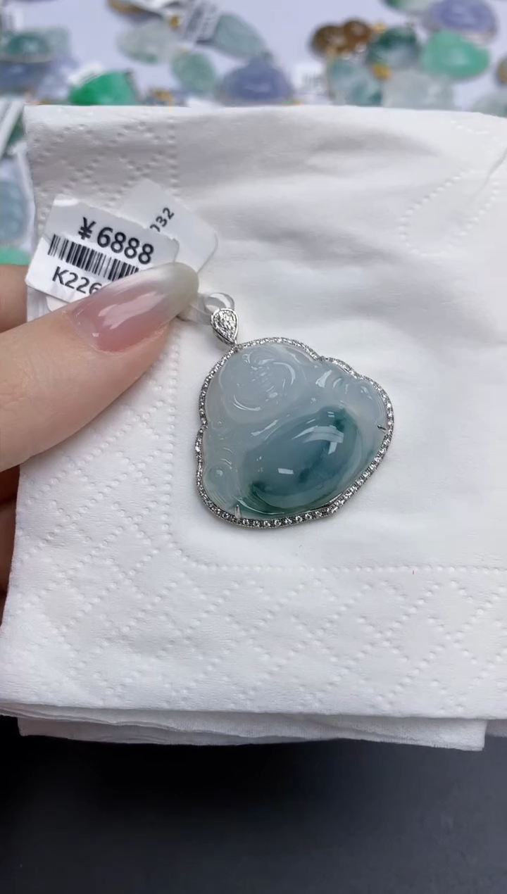 【闪购商品】翡翠颈饰18K金镶嵌天然缅甸翡翠A货