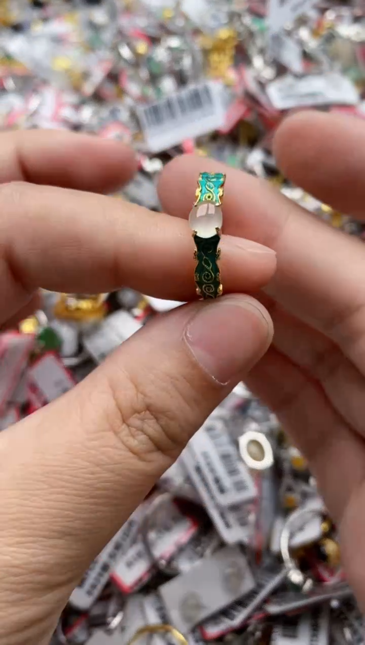 【闪购商品】翡翠戒指银S925镶嵌6666---8