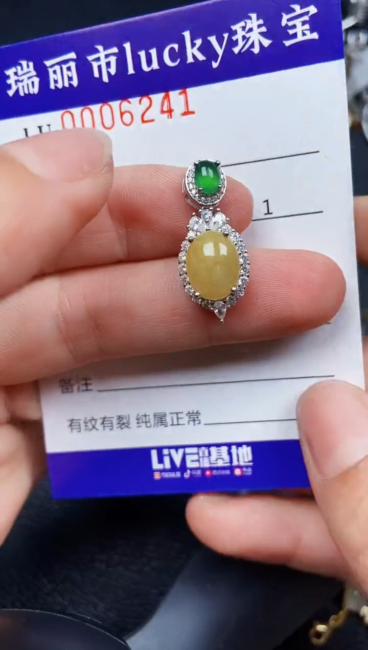 翡翠银S925镶嵌颈饰6241