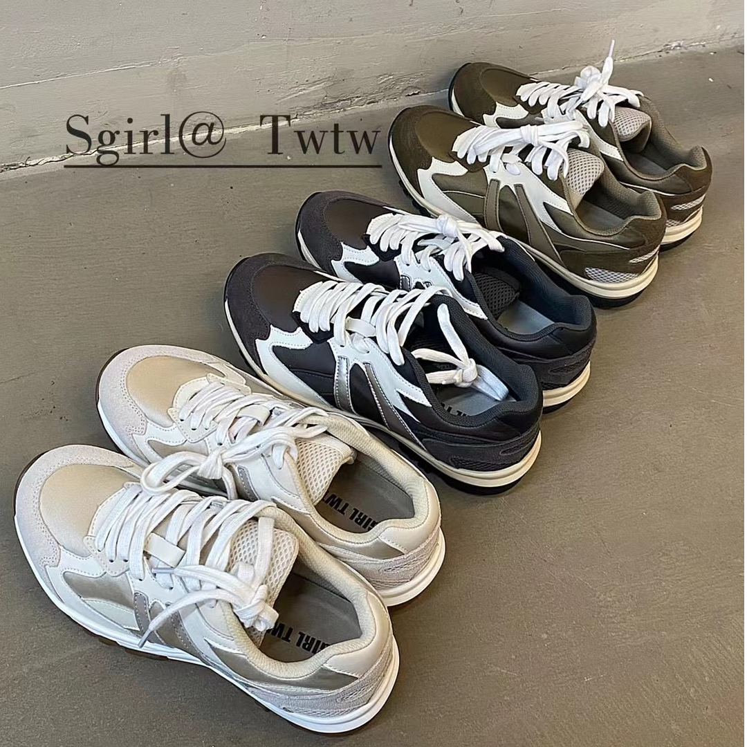 VEEFSHOW 3127 复古休闲运动老爹鞋女拼接透气厚底舒适阿甘跑步鞋