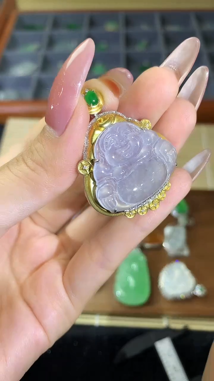【闪购商品】翡翠吊坠(不含链)18K金镶嵌佛公吊坠ccy