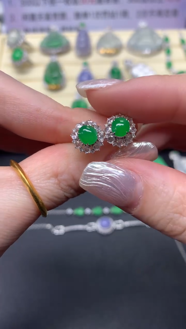 【闪购商品】翡翠耳饰18K金镶嵌耳饰|7500+750