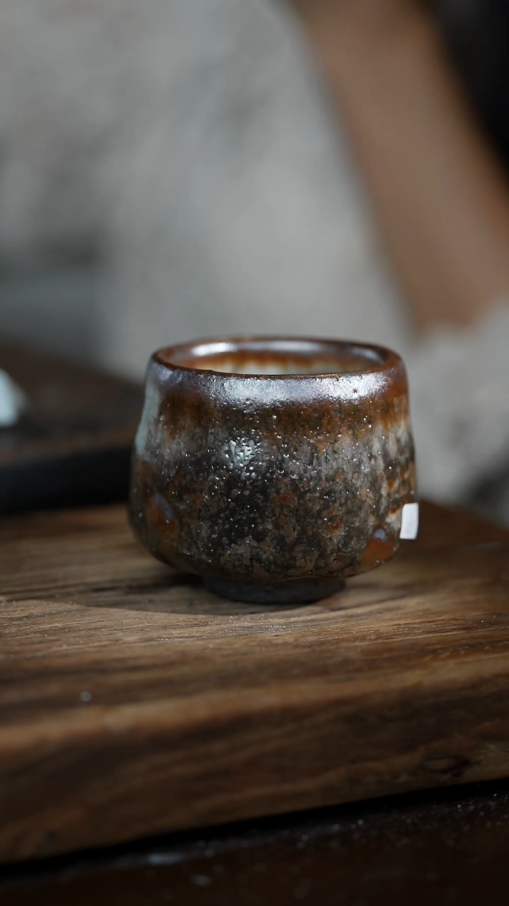 釉绘浪鬼柴烧-主人杯