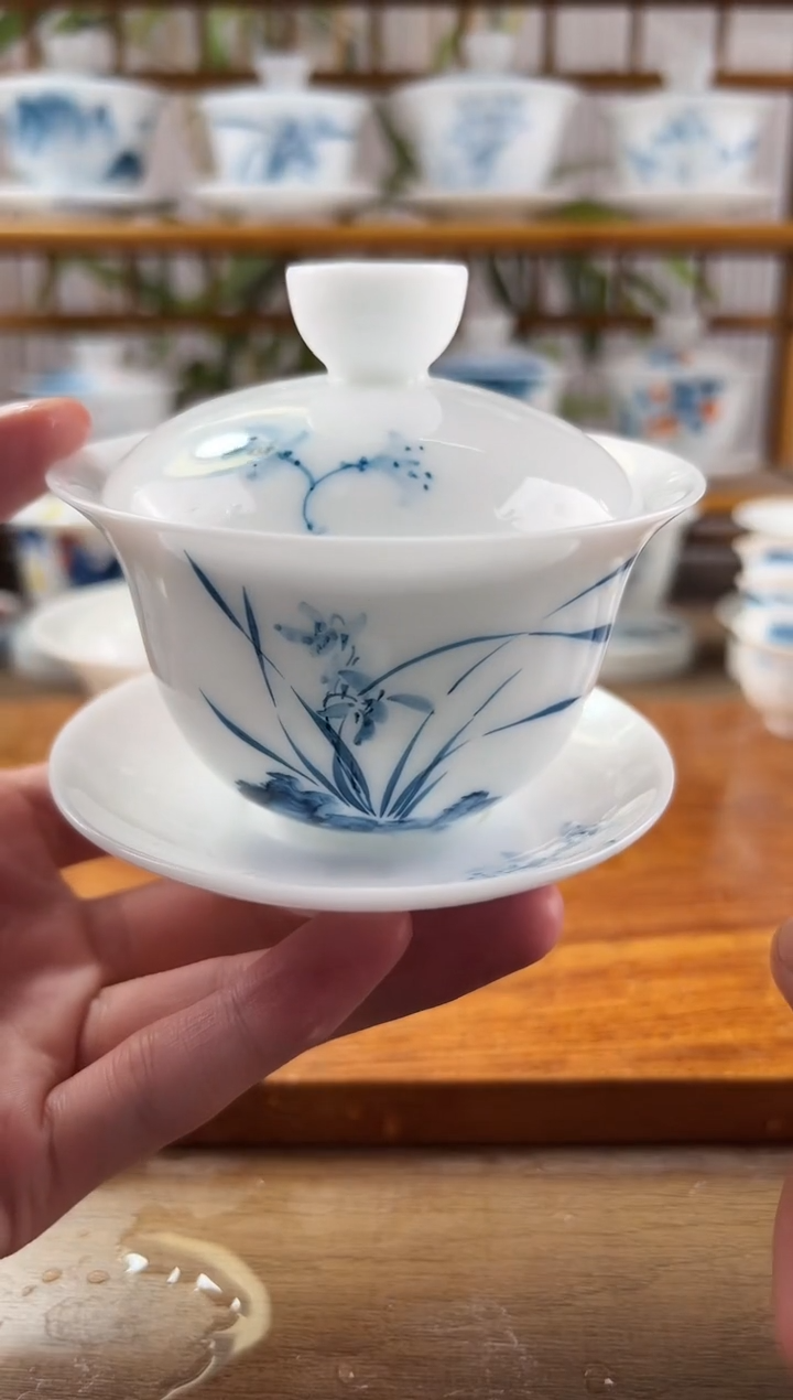 全品高冰兰花150ml三才盖碗