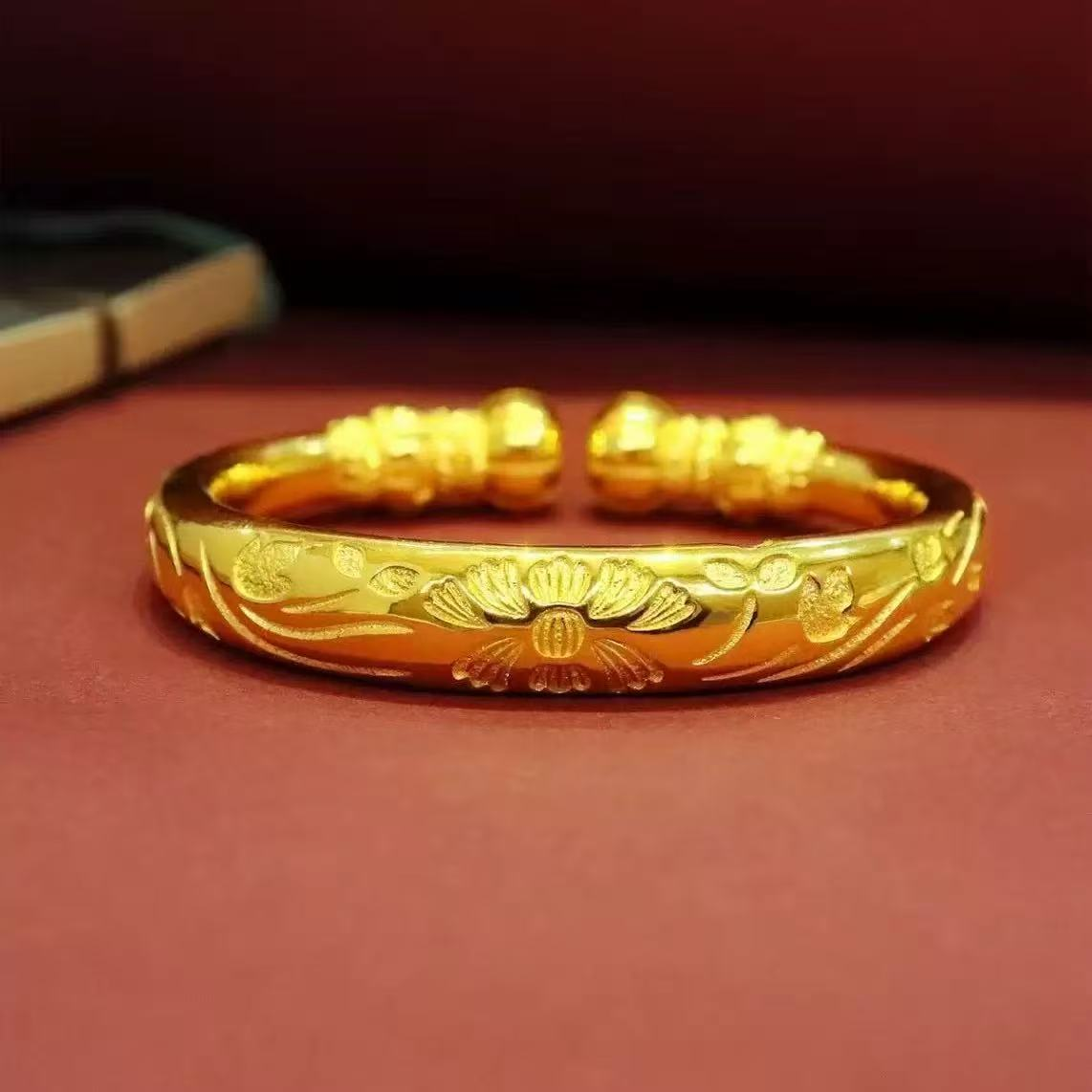 铜合金手镯 传承梅花对珠哑光手镯开口可调节女款