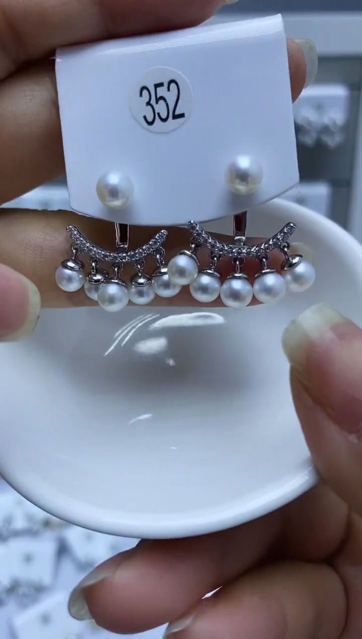 银S925镶嵌耳饰淡水珍珠352