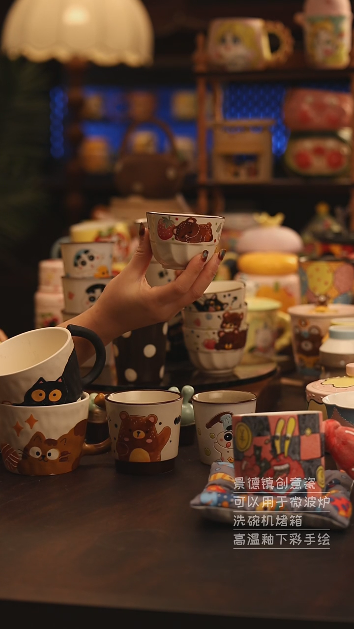 陶瓷景德镇可爱陶瓷釉下彩绘设计师款