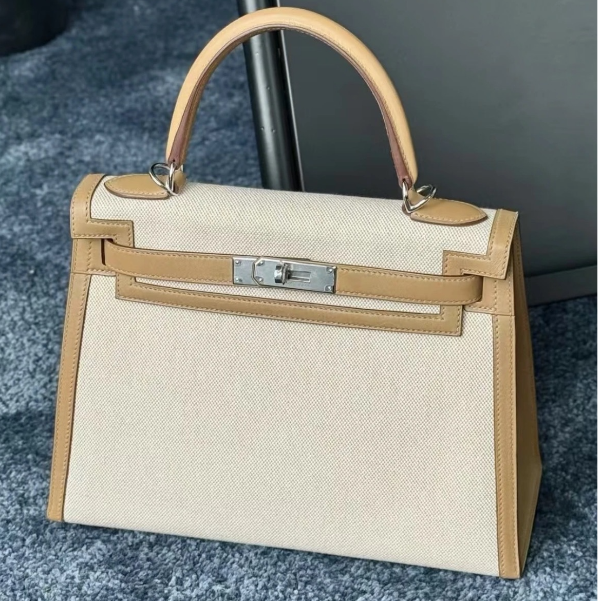 99新 Hermes/爱马仕 kelly28单肩包/帆布拼Z刻/250918VRS9Q03