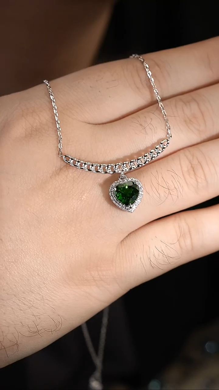 【闪购商品】透辉石项链银S925镶嵌透辉石项链