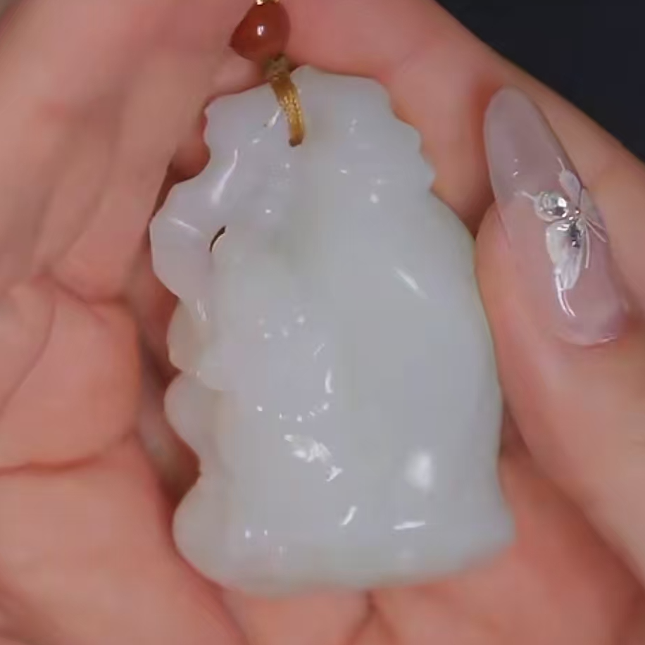 清代和田玉童子挂件