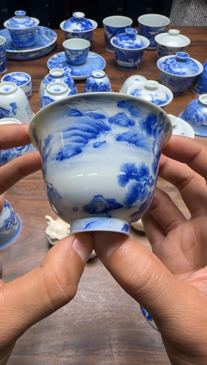 @****@恒垣山房 对竹图盖碗
