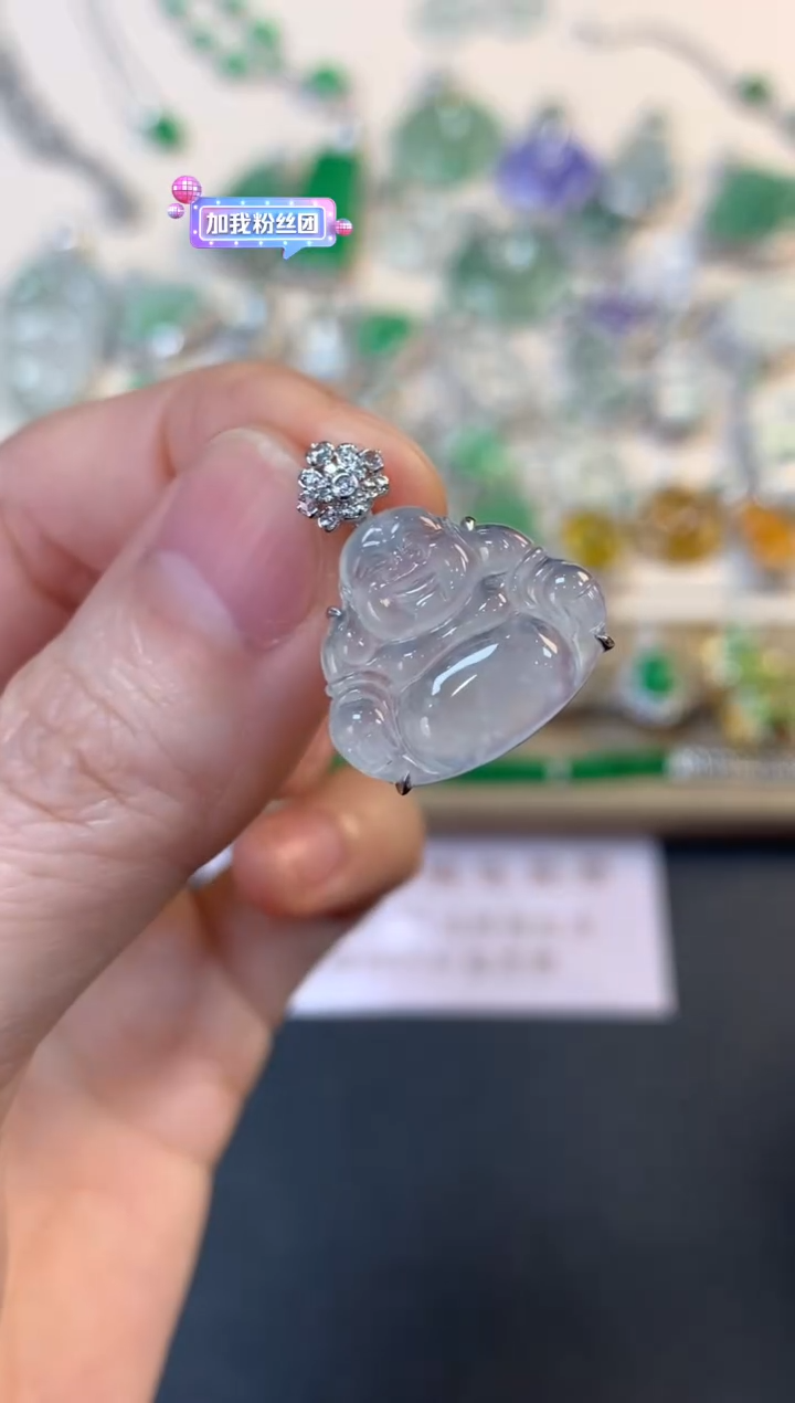 翡翠18K金镶嵌吊坠(不含链)佛公吊坠2800