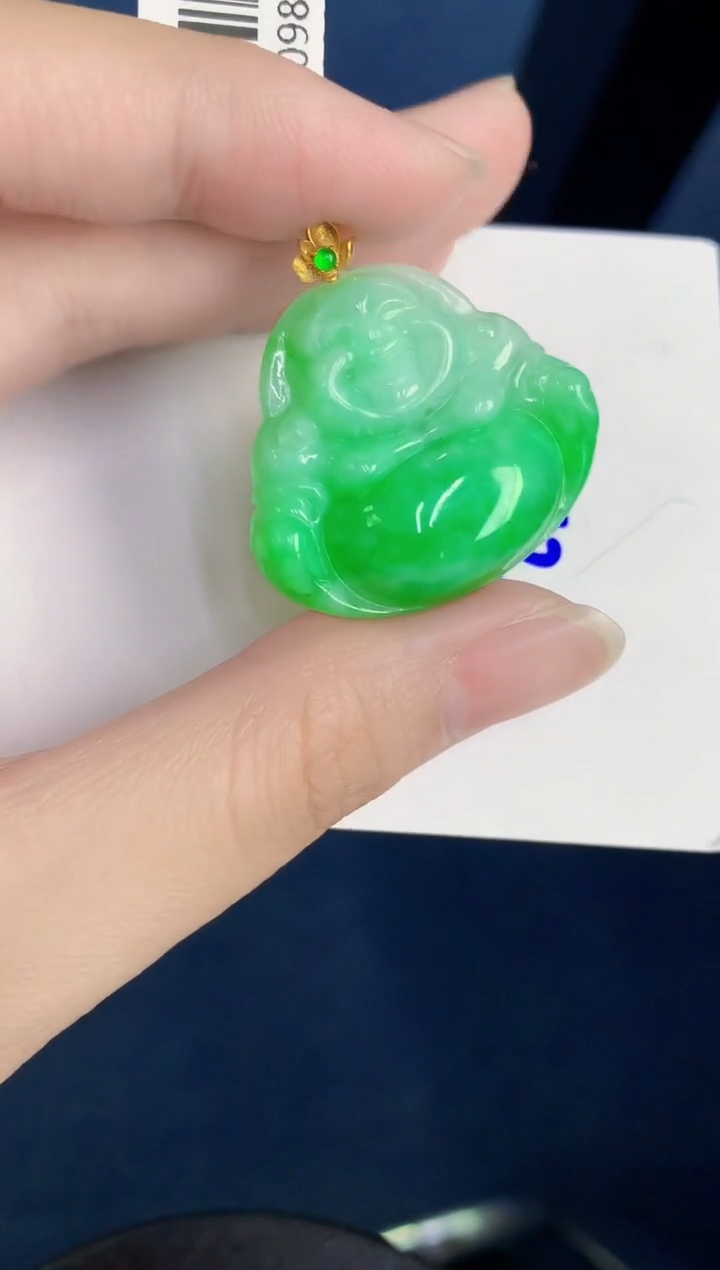 颈饰18K金镶嵌翡翠天然翡翠缅甸A货