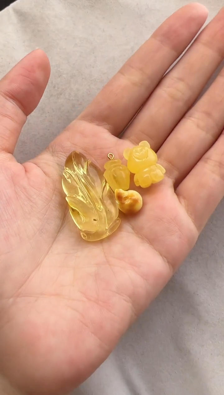 【闪购商品】琥珀裸石未镶嵌10114209-配饰四个