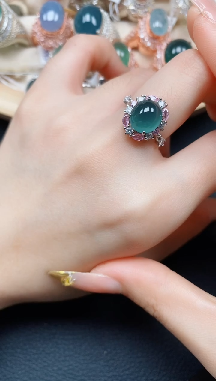 【闪购商品】翡翠戒指银S925镶嵌翡翠