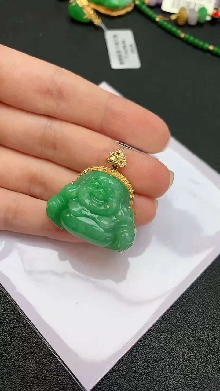 【闪购商品】翡翠颈饰18K金镶嵌赠礼盒证书 敏