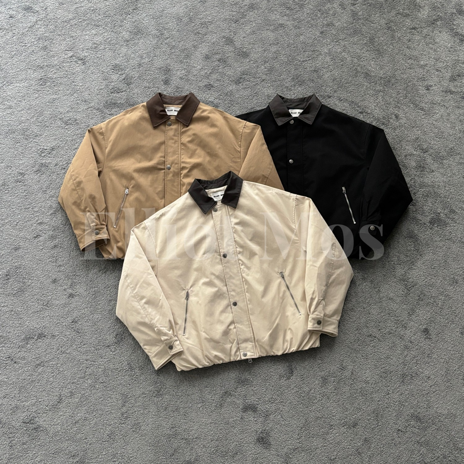 Elliot Mos复古巴恩风~Down Jacket 皮领拼接羽绒服-1398