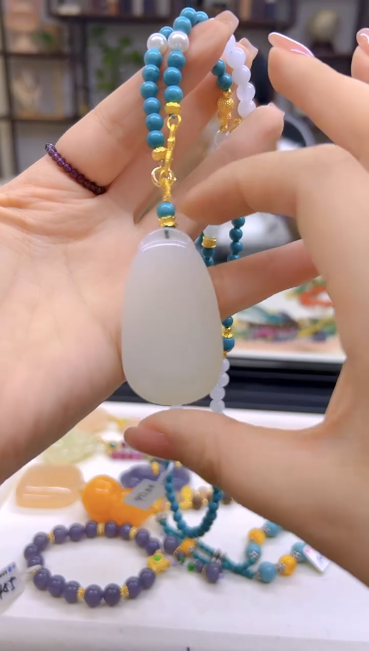 和田玉未镶嵌毛衣链DIY款M735