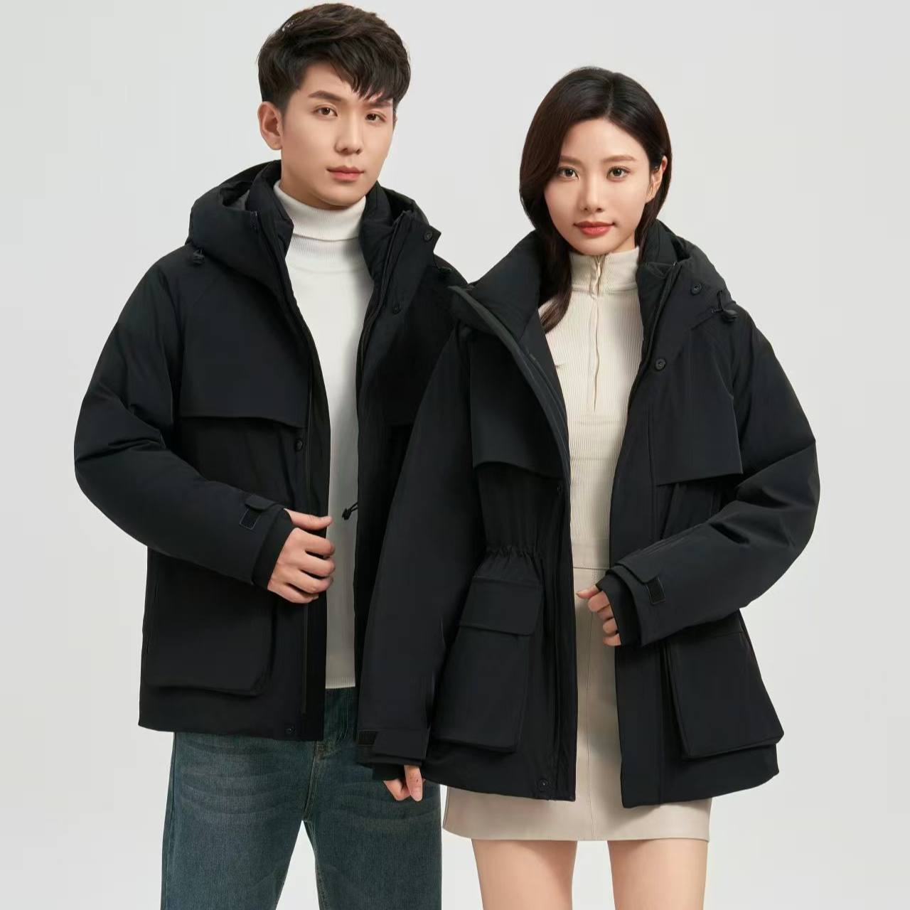 IVK冬季新款冲锋衣羽绒服三防加厚保暖防寒户外连帽外套8806
