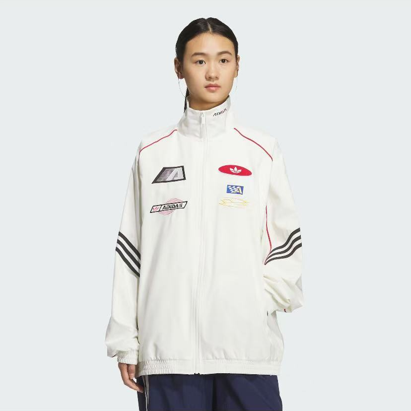 【原力场AC】阿迪达斯三叶草赛车风立领运动宽松夹克外套KG6677